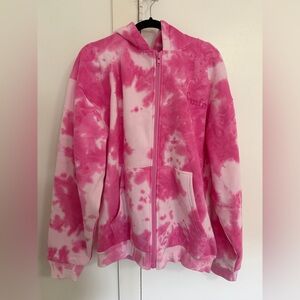 Comfrt Pink Tie-Dye Women's Cloud Zip Up Hoodie